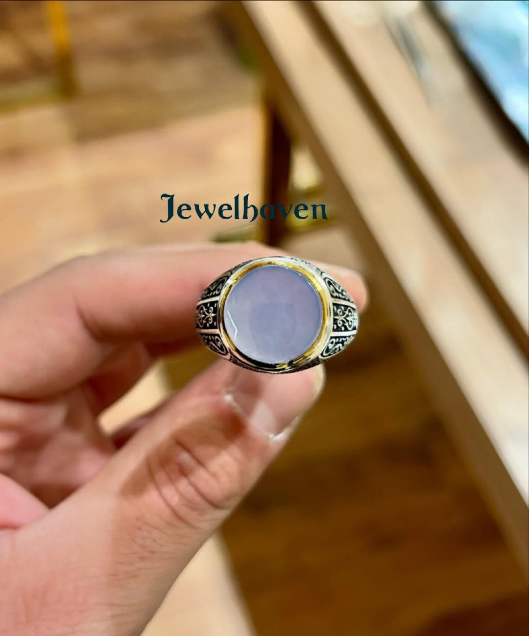 Artisan Purple Agate Men's Ring| Handmade Cabochon in Silver | Boho Jewelry, Statement Ring - image 5