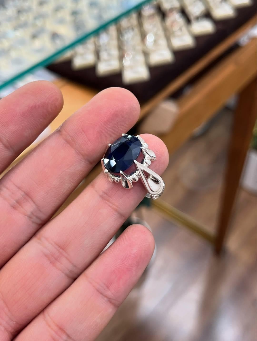 Handmade Raw Blue Sapphire Ring: 925 Sterling Silver Artisan Gemstone - image 5