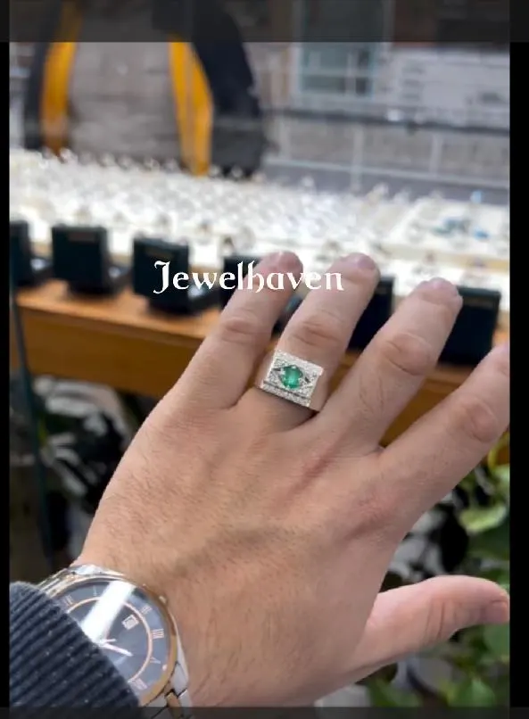 Handmade Emerald Ring | Dainty 925 Sterling Silver Band, Green Gemstone | lucky Stone Band - image 4