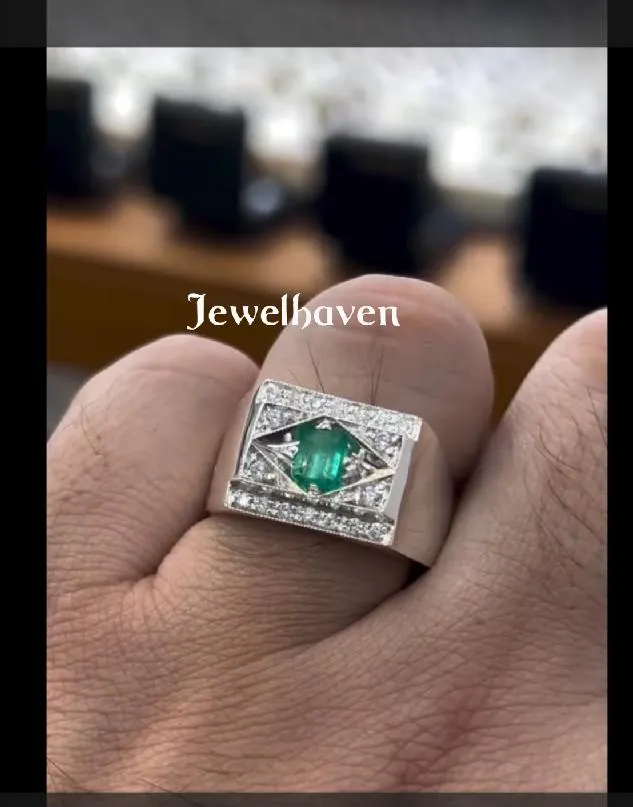 Handmade Emerald Ring | Dainty 925 Sterling Silver Band, Green Gemstone | lucky Stone Band - image 5