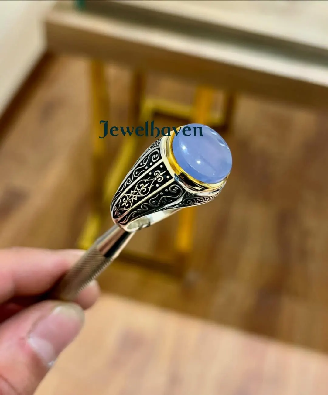 Artisan Purple Agate Men's Ring| Handmade Cabochon in Silver | Boho Jewelry, Statement Ring - image 4