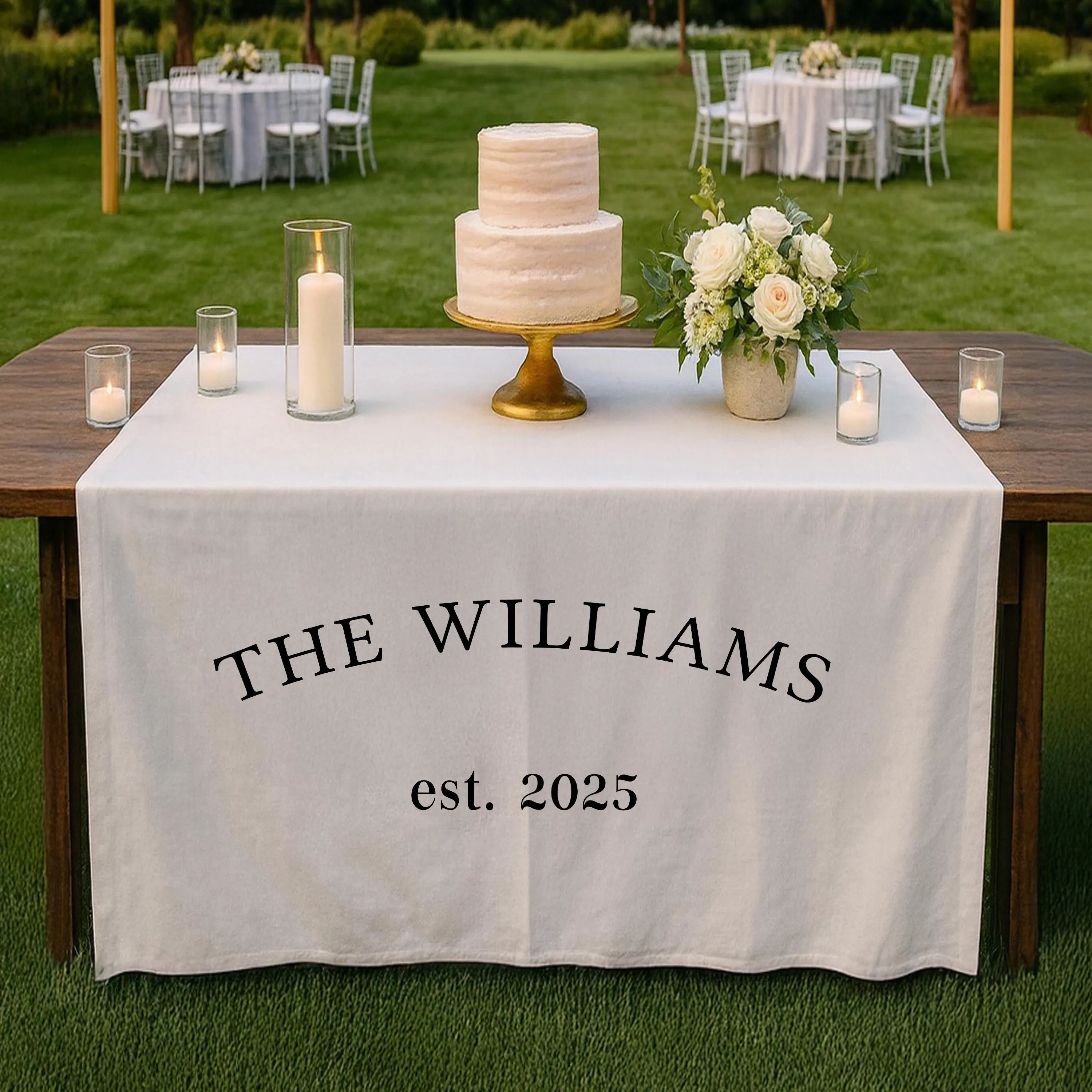 Personalized Wedding Table Sign, Custom Last Name Table Runner, Sweetheart Table Banner for Reception Decor