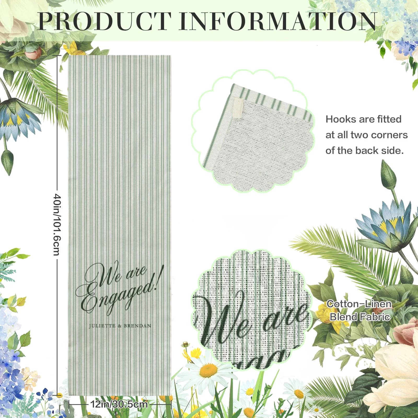 Personalized Engagement Party Table Runner, They’re Engaged Table Decor, Custom Couple Names Engagement Celebration Sign - image 5