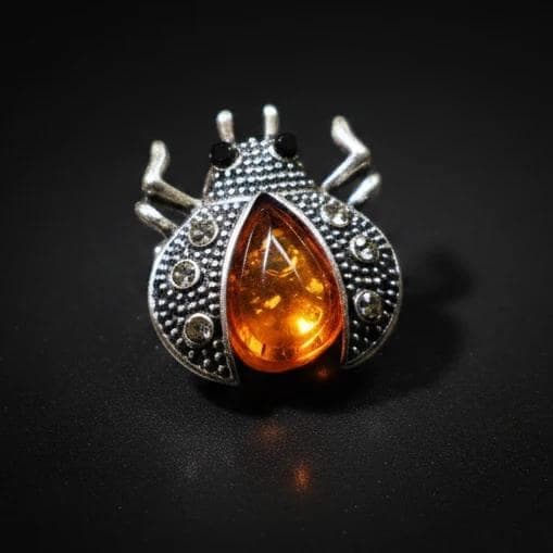 Made in USA genuine natural Baltic amber beetle pin additional view