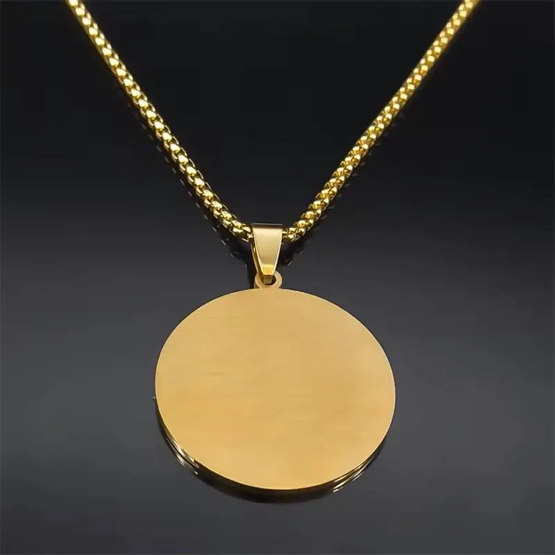 Gold Arabic Quran Medal Necklace - Stainless Steel Islamic Amulet for Men & Women - image 4
