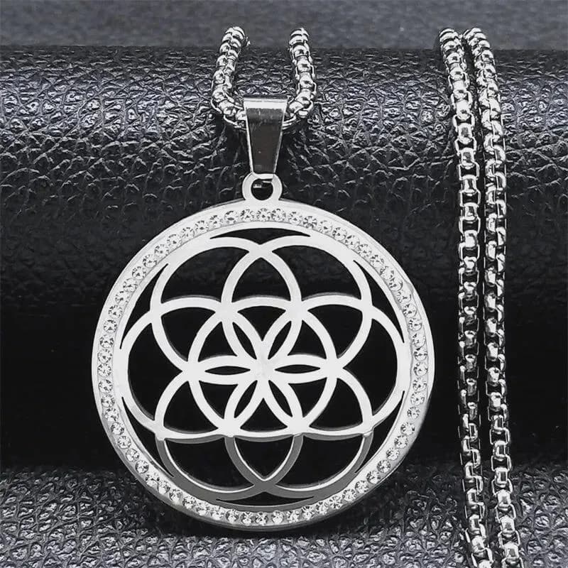 Flower of Life Chakra Stainless Steel Pendant Necklace with Chain for Men & Women - image 5