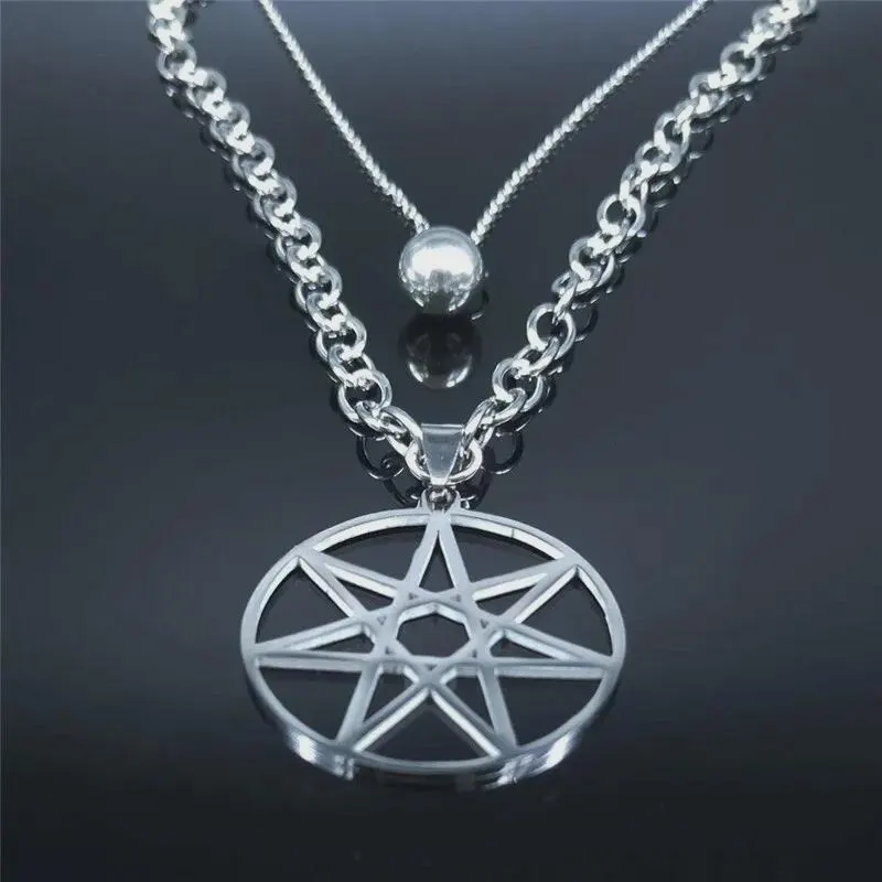 Seven Mountain Star Pendant Necklace Layered Stainless Steel Chain for Men & Women - image 5