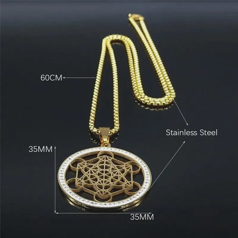 Flower of Life Chakra Stainless Steel Pendant Necklace with Chain for Men & Women - image 3
