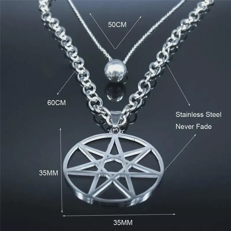 Seven Mountain Star Pendant Necklace Layered Stainless Steel Chain for Men & Women - image 3