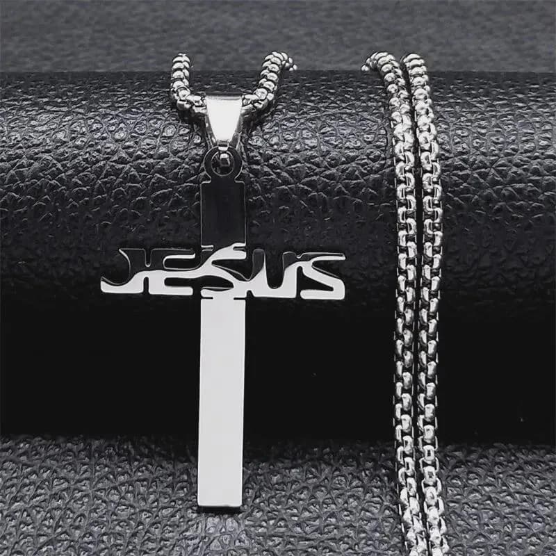 Men's Black Stainless Steel Cross Pendant Necklace - Goth Grunge Jewelry - image 5