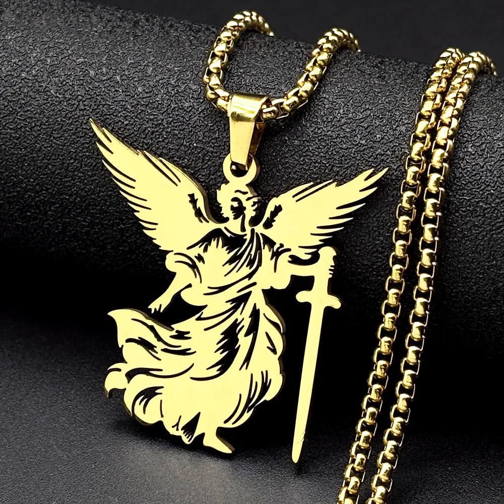 Archangel Saint Michael Necklace for Men & Women – Stainless Steel Guardian Angel Pendant - image 5