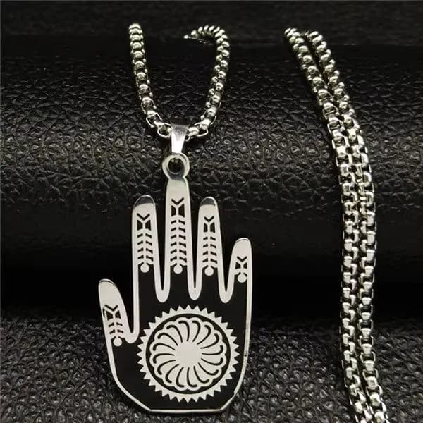 Hamsa Hand of Fatima & Turkish Eye Stainless Steel Necklace Pendant – 50cm (Never Fade) - image 3