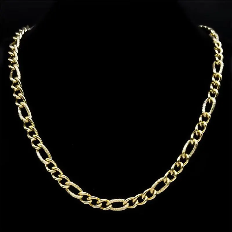 Gold Figaro Chain Necklace & Bracelet – Stainless Steel Unisex Link Chain Jewelry, Tarnish-Resistant Minimalist Gift