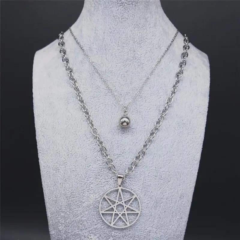 Seven Mountain Star Pendant Necklace Layered Stainless Steel Chain for Men & Women - image 2