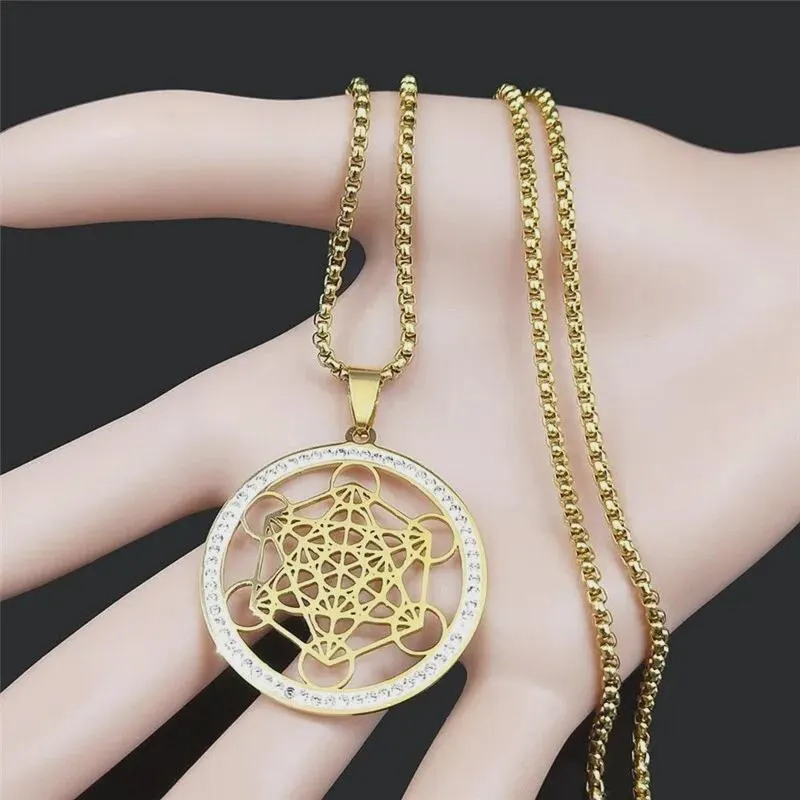 Flower of Life Chakra Stainless Steel Pendant Necklace with Chain for Men & Women - image 4