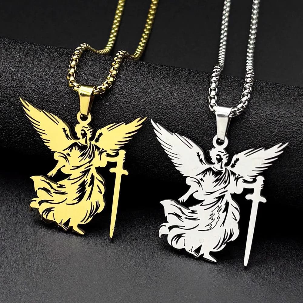 Archangel Saint Michael Necklace for Men & Women – Stainless Steel Guardian Angel Pendant - image 2