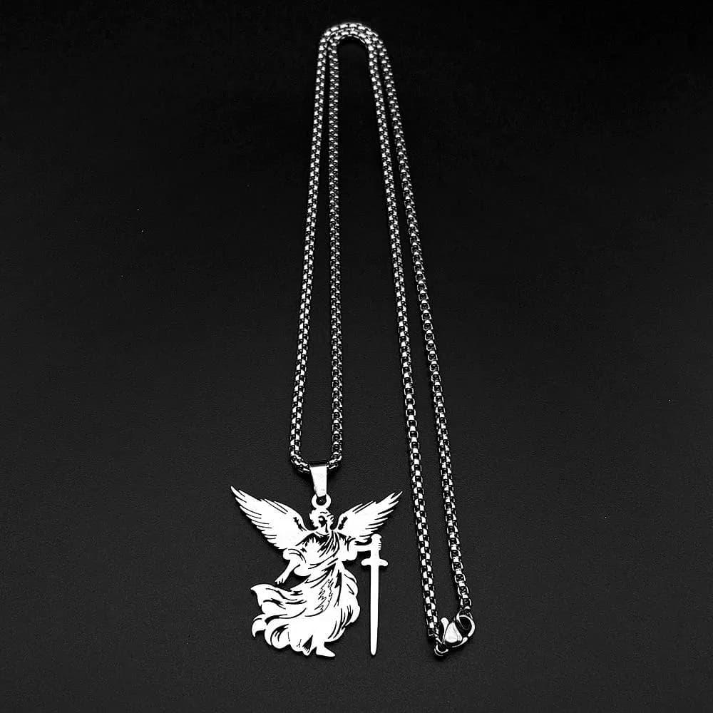 Archangel Saint Michael Necklace for Men & Women – Stainless Steel Guardian Angel Pendant - image 4