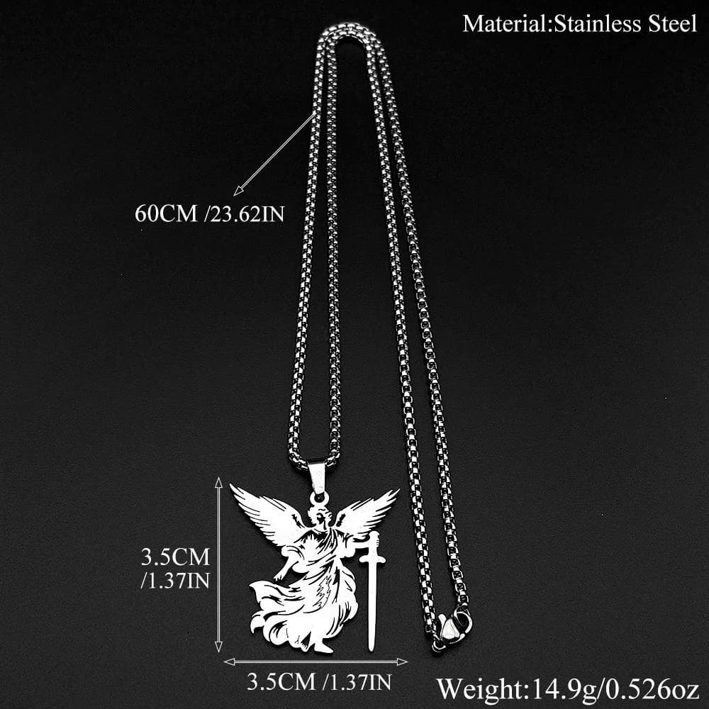 Archangel Saint Michael Necklace for Men & Women – Stainless Steel Guardian Angel Pendant - image 3