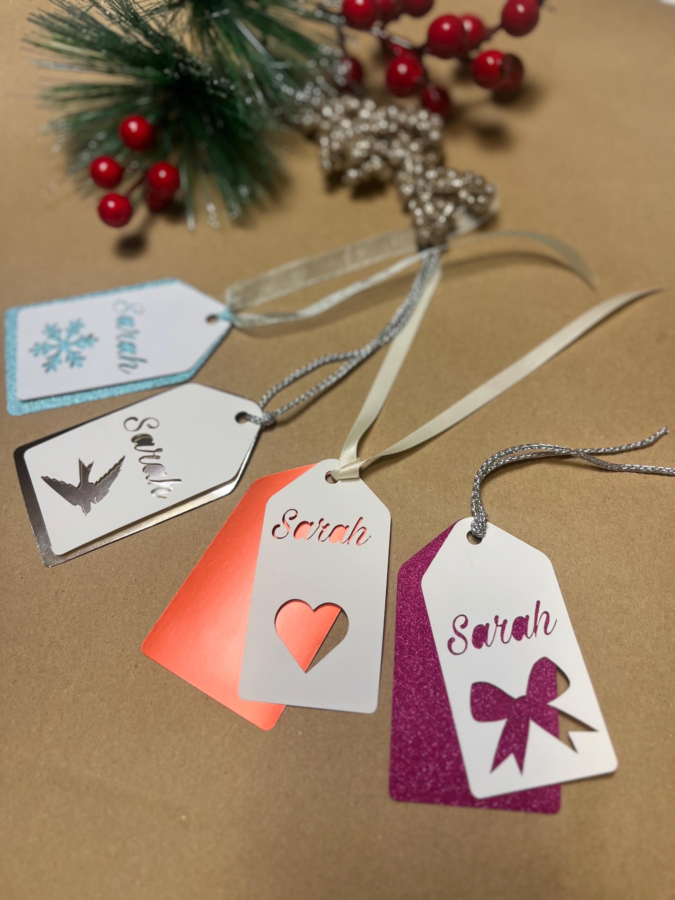 Personalised Gift Tag With Custom Name Two-Layers Label Unique Tags for Holiday Presents - image 5