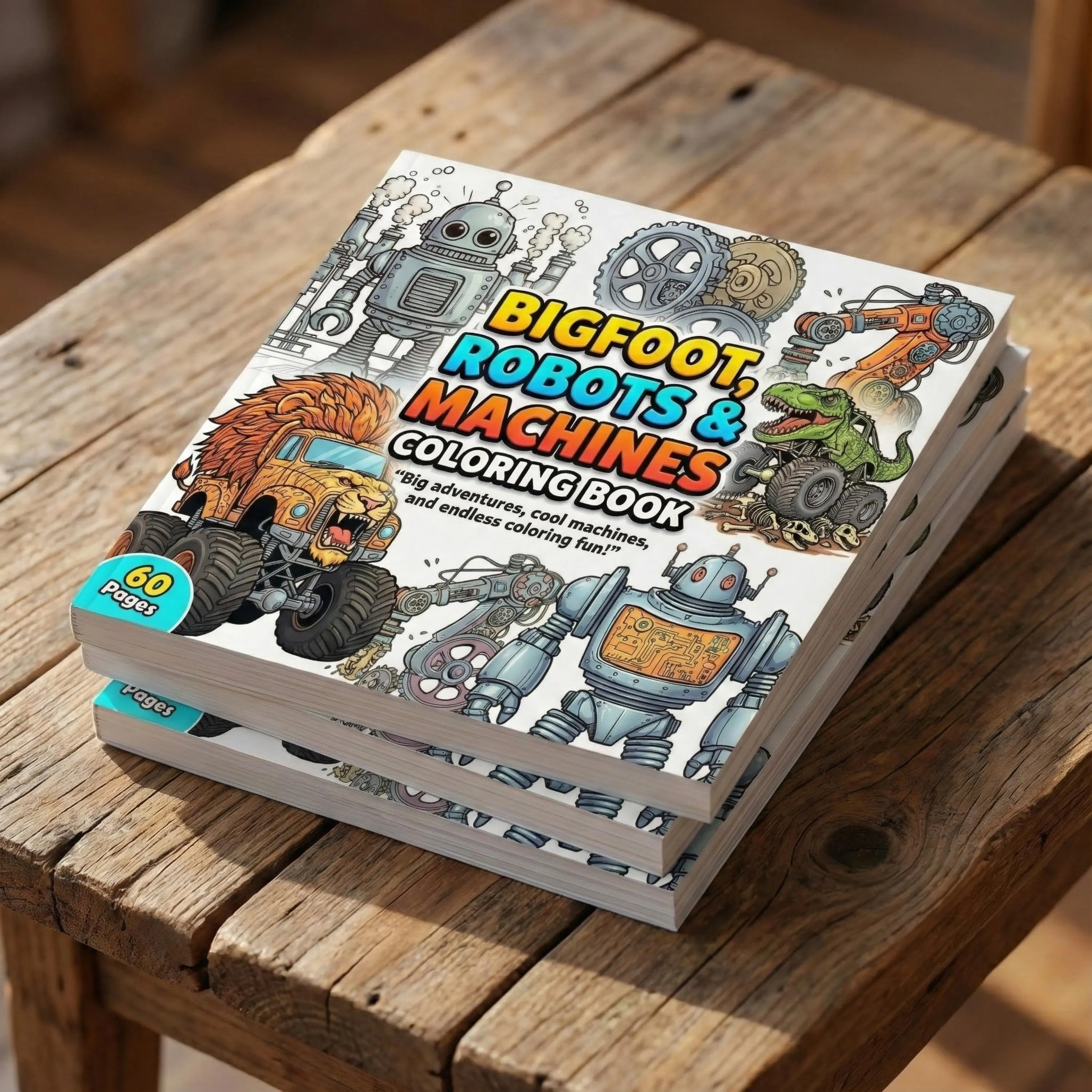 Bigfoot, Robots & Machines Coloring Book, 60 Pages (Printable PDF) - image 4