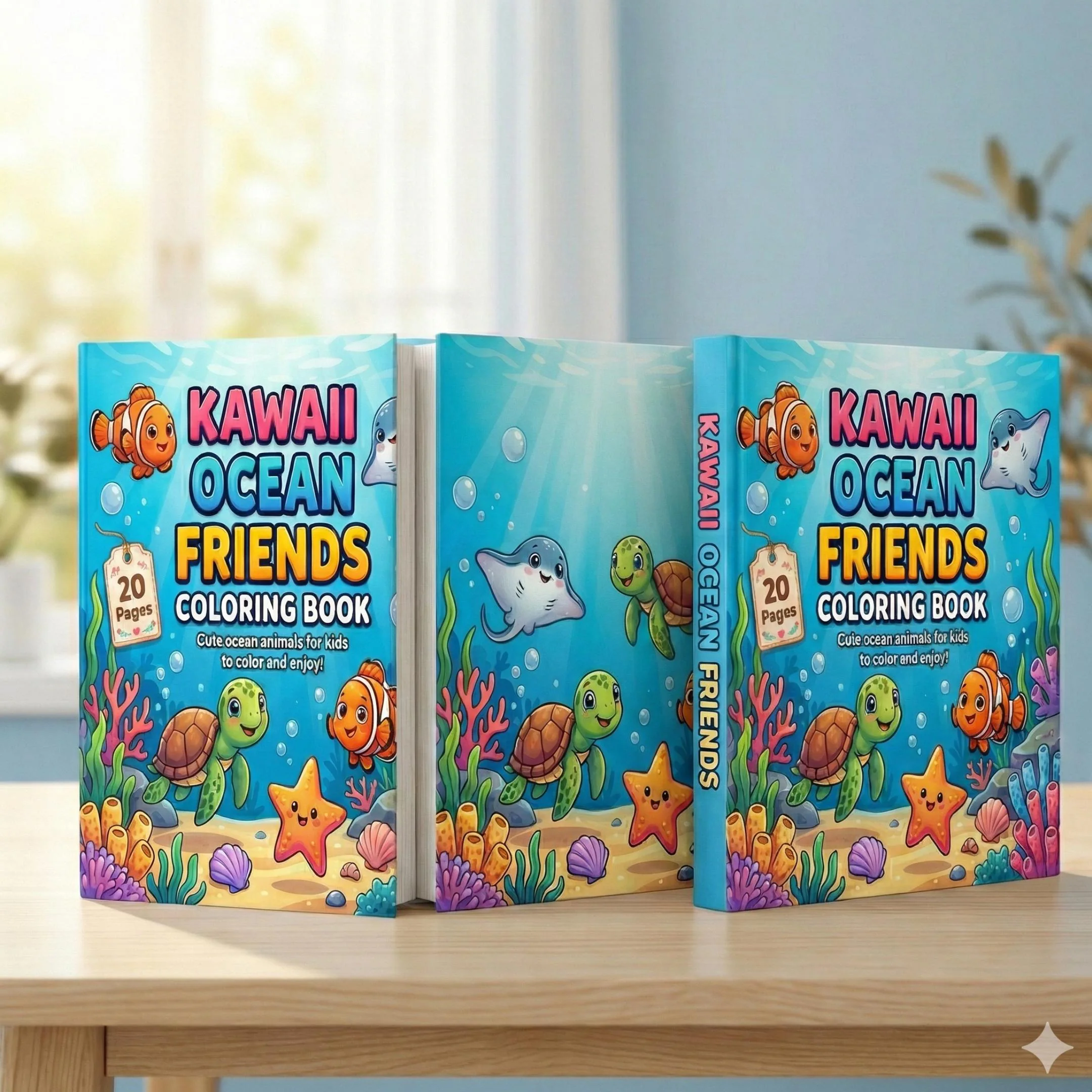 Kawaii Ocean Friends Coloring Book for Kids | Sea Animals Coloring Pages | Underwater Creatures Printable | - image 3