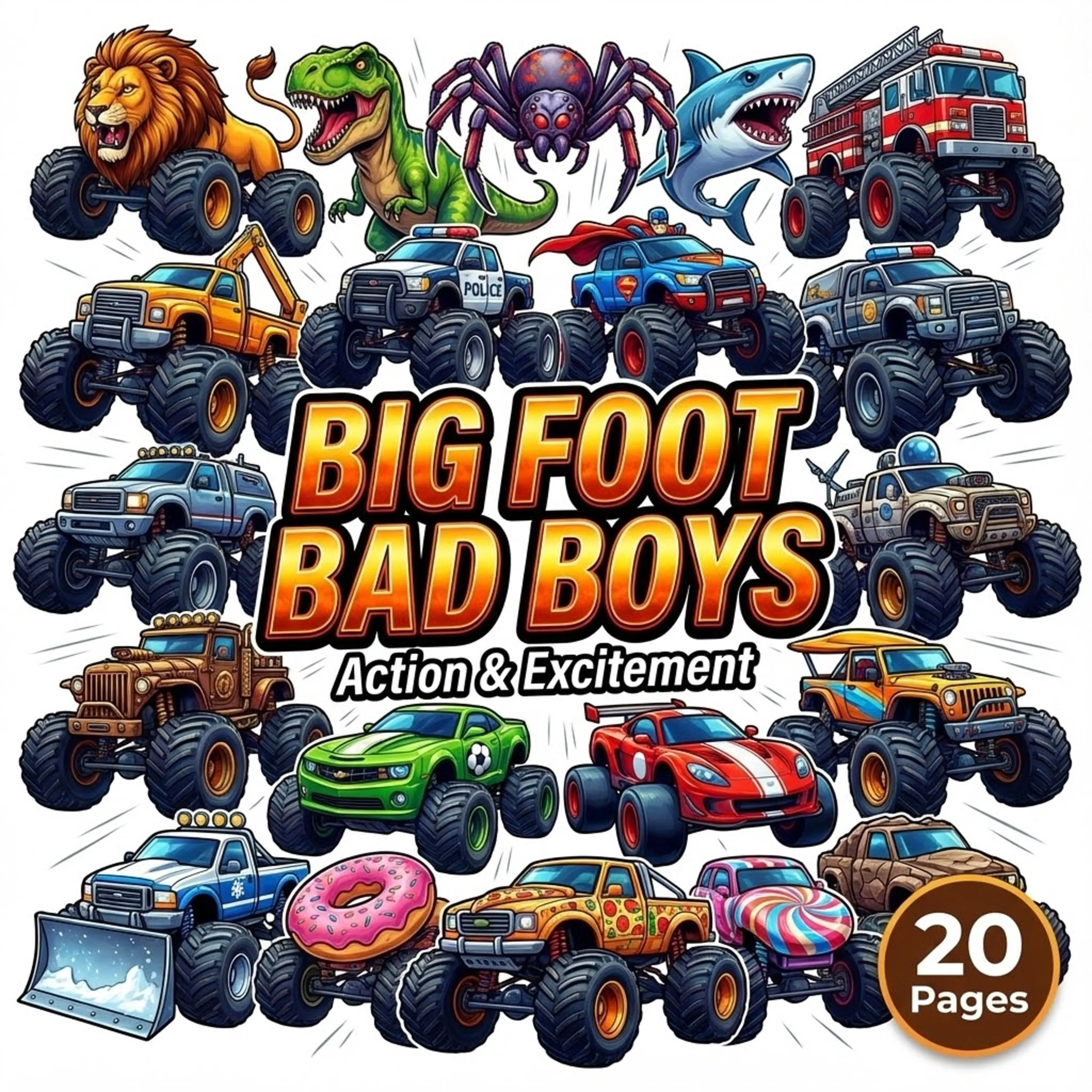 Monster Truck Coloring Book | 20 Pages, Kids Activity (PDF Pattern) - image 5