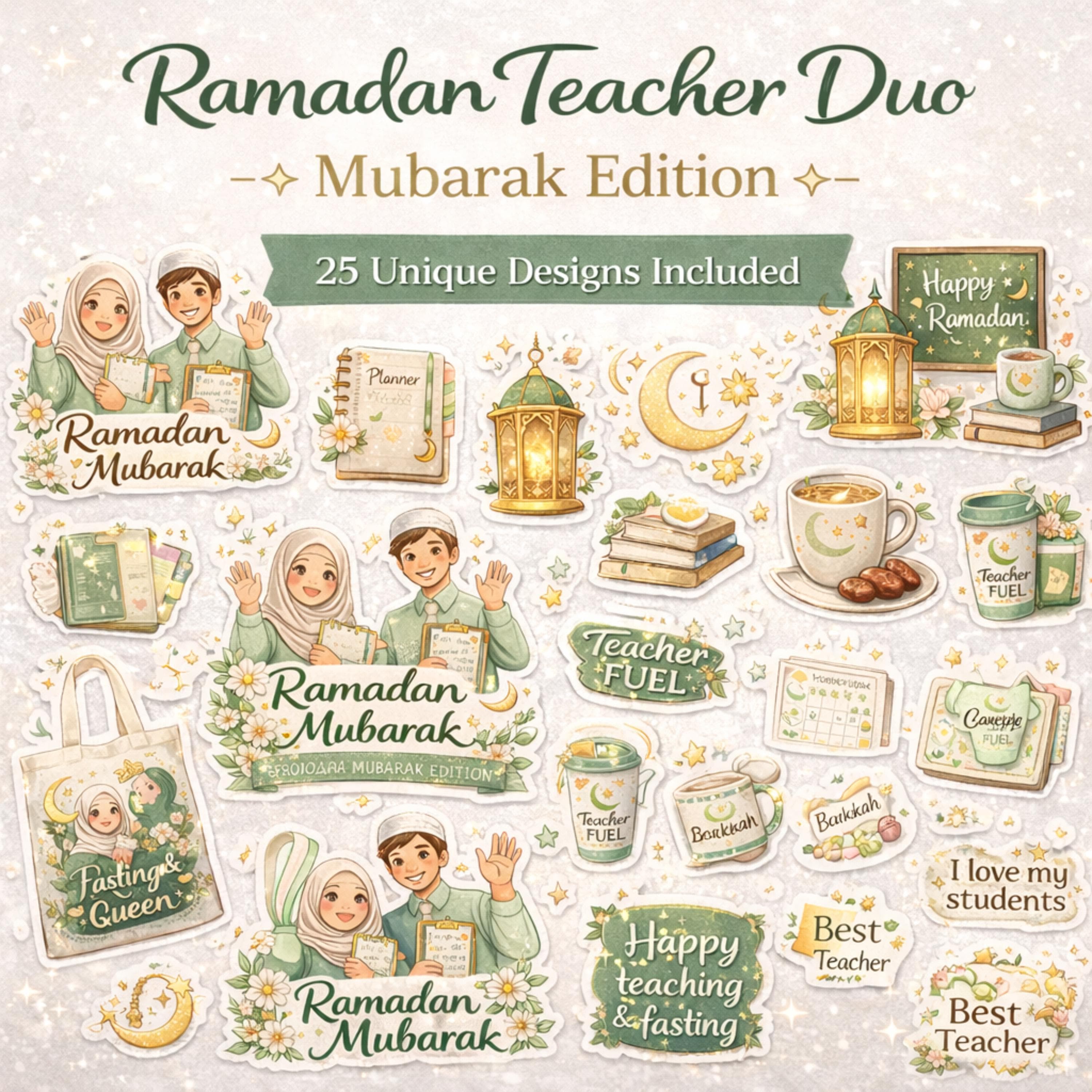 Ramadan Teacher Clipart PNG Bundle – Mubarak Edition, 25 Designs (Digital Download) - image 3