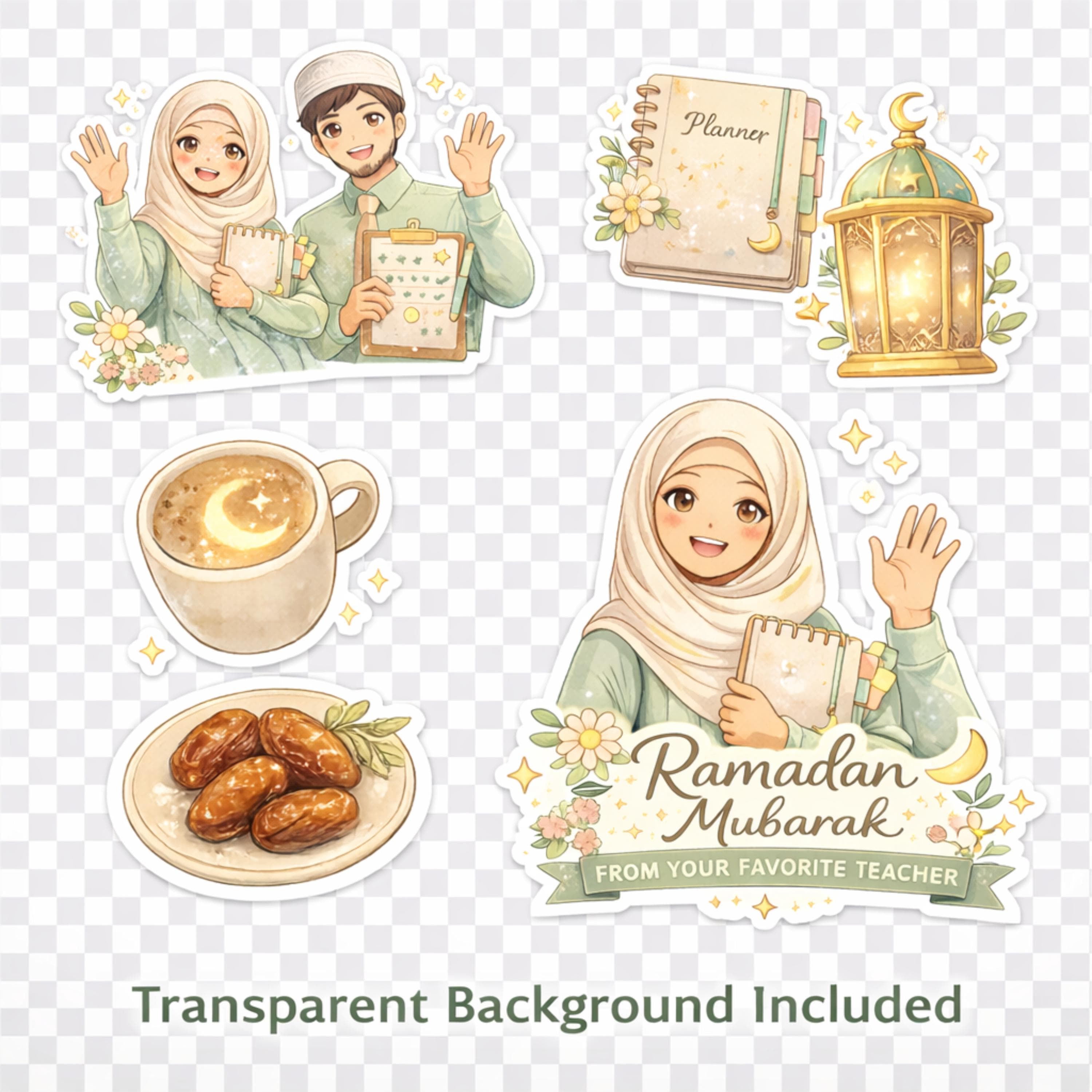 Ramadan Teacher Clipart PNG Bundle – Mubarak Edition, 25 Designs (Digital Download) - image 5