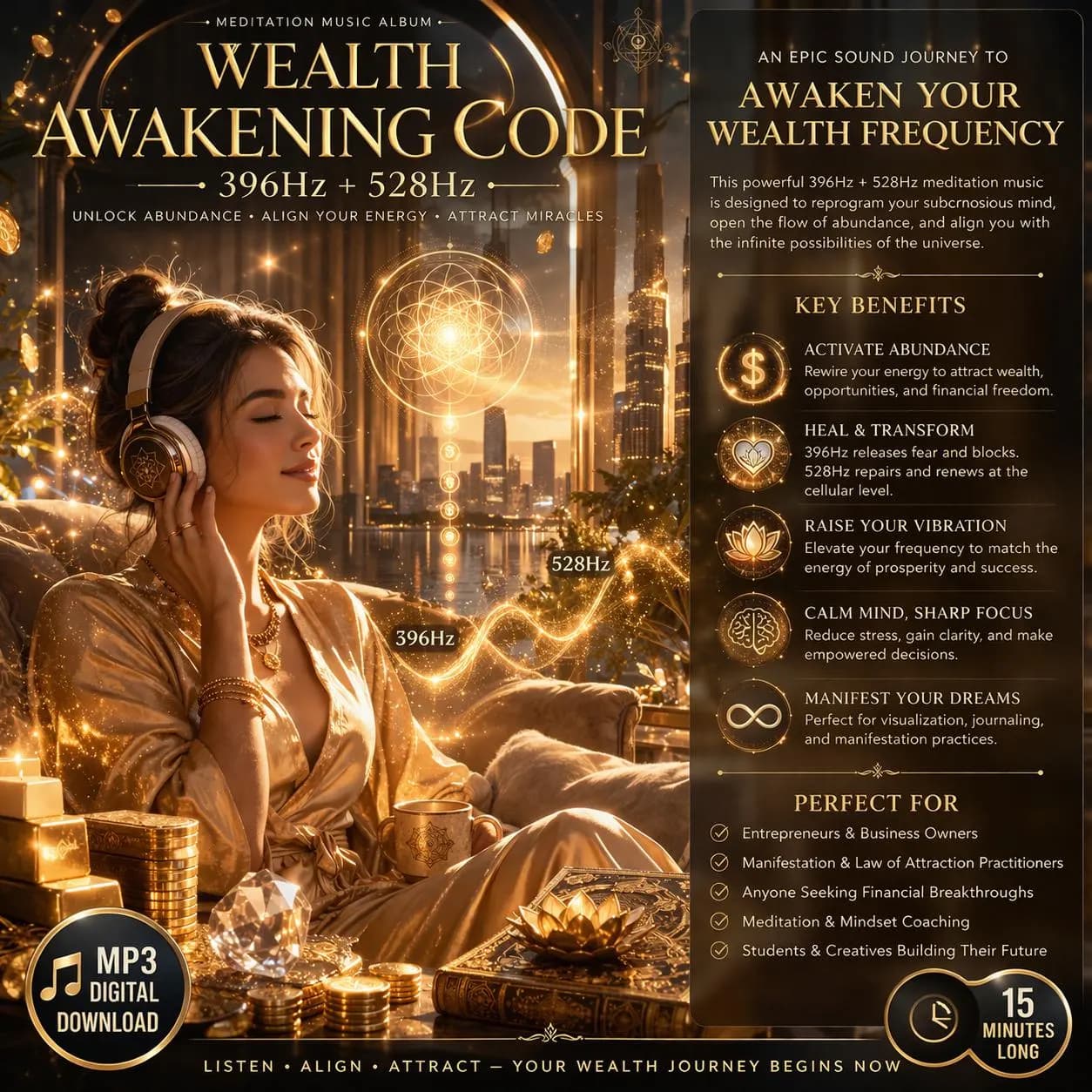 Wealth Awakening Code | 396Hz + 528Hz Abundance Meditation Music - image 4
