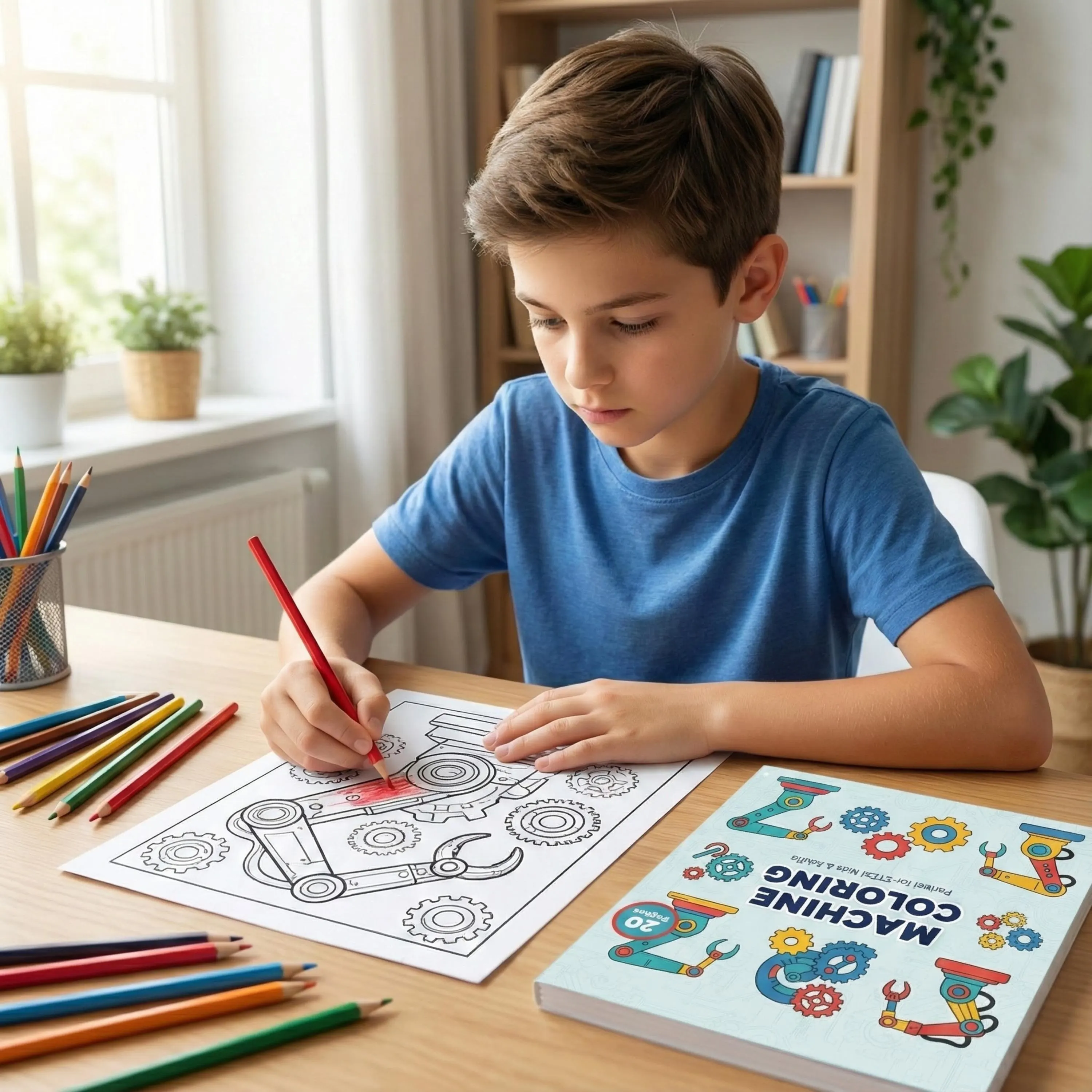 Machine Coloring Pages | 20 Printable Sheets PDF | A4 Letter 8.5x8.5 | Commercial Use - image 4