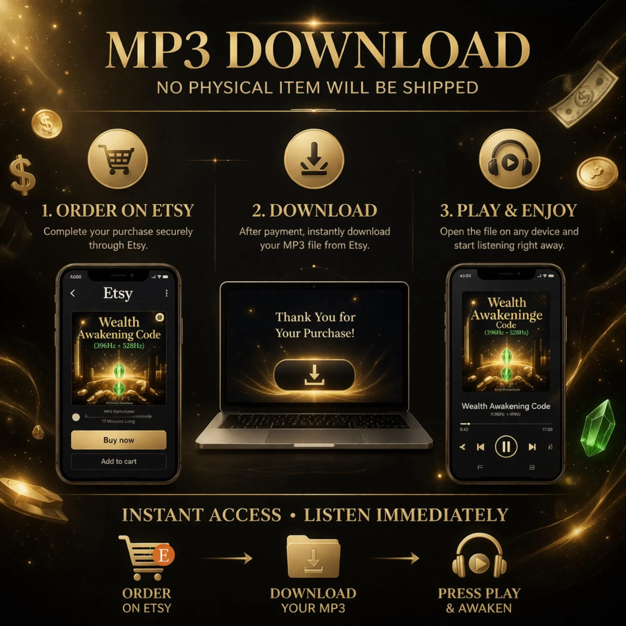 Burnout Recovery Meditation MP3, 396Hz 417Hz 528Hz, Stress Relief (1 Hour Download) - image 5