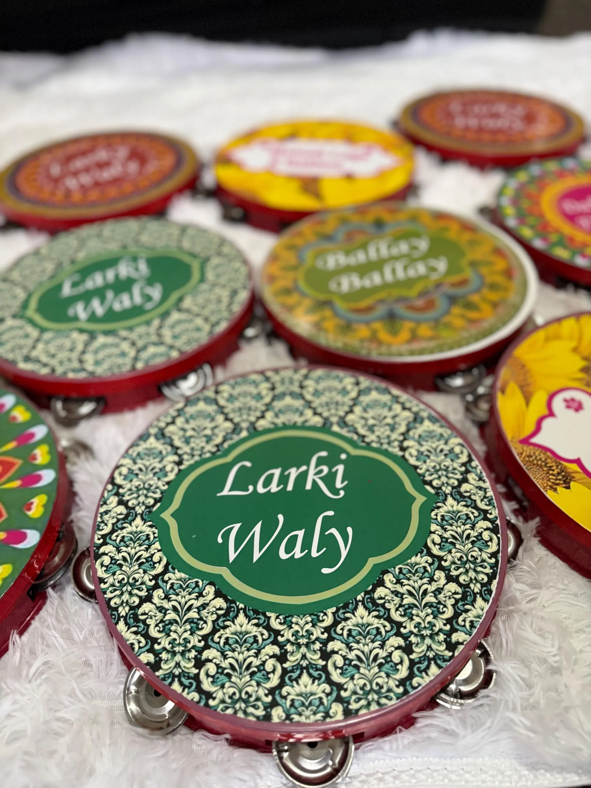 Mehndi Dafli Tambourine Props Set of 3 | Hand Painted Punjabi Wedding Decor - image 4