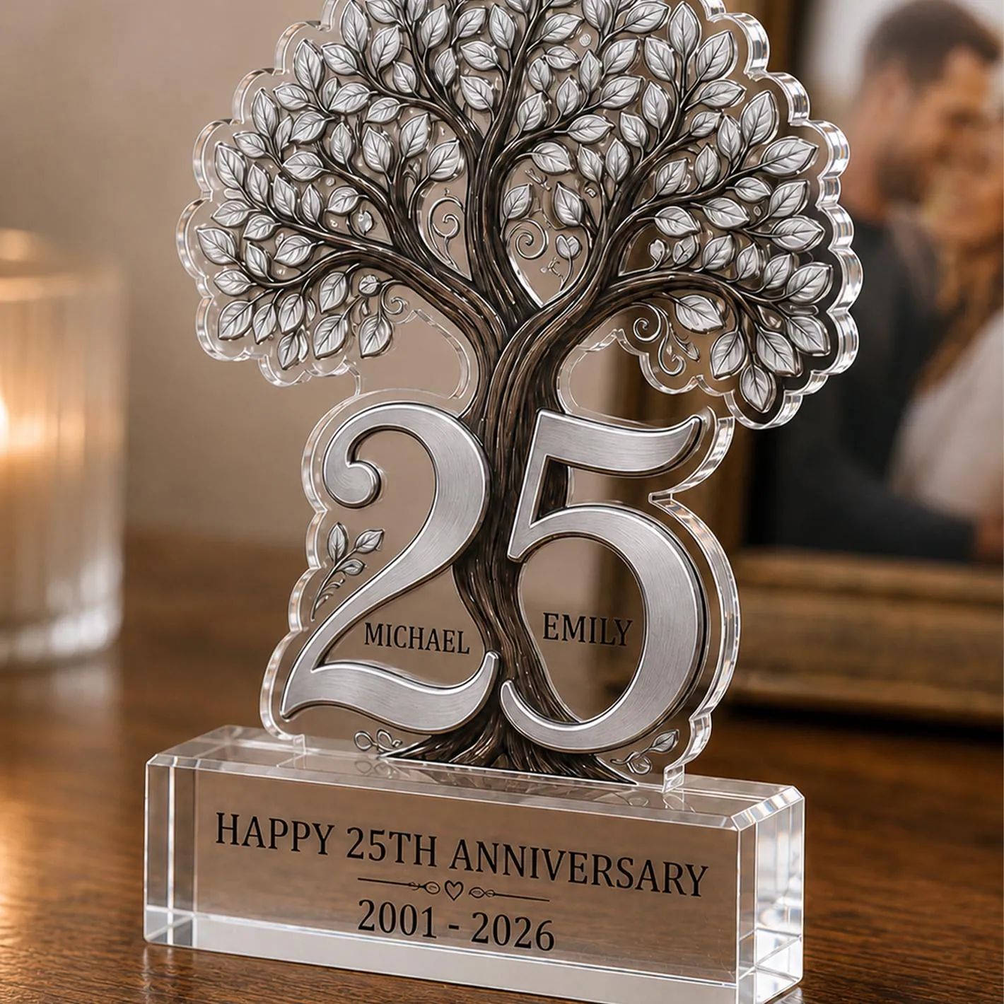 Personalized 25th Anniversary Acrylic Plaque, Custom Silver Anniversary Gift for Couple, Parents Wedding Keepsake - image 3