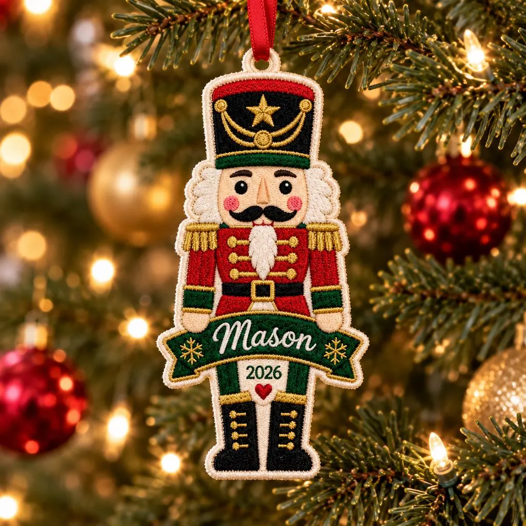 Personalized Nutcracker Embroidered Christmas Ornament, Custom Name Fabric Nutcracker Soldier, Christmas Tree Keepsake 2026 - image 5