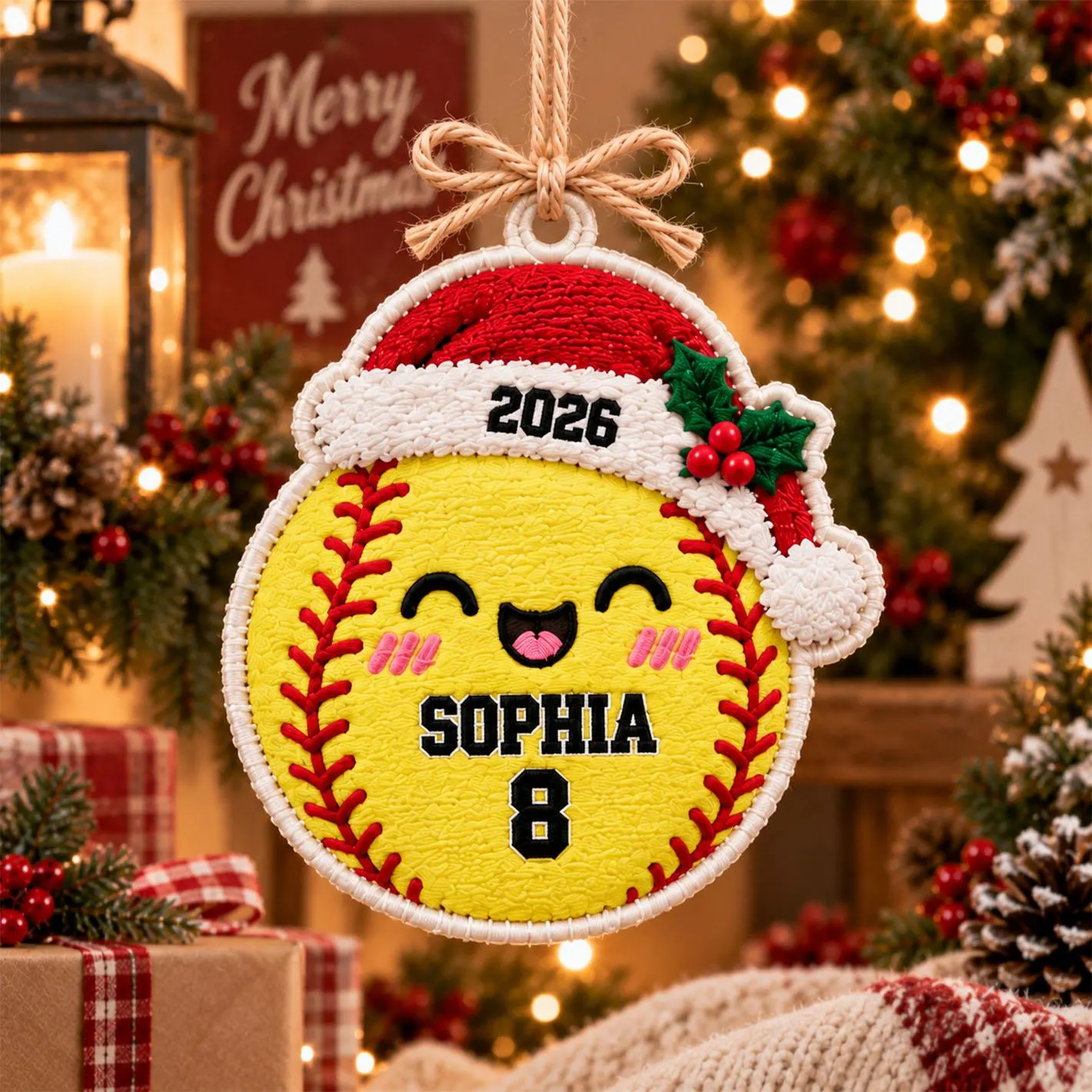 Personalized Sports Embroidered Christmas Ornament, Custom Name and Jersey Number Fabric Ornament, Football Baseball Soccer Gift 2026 - image 3