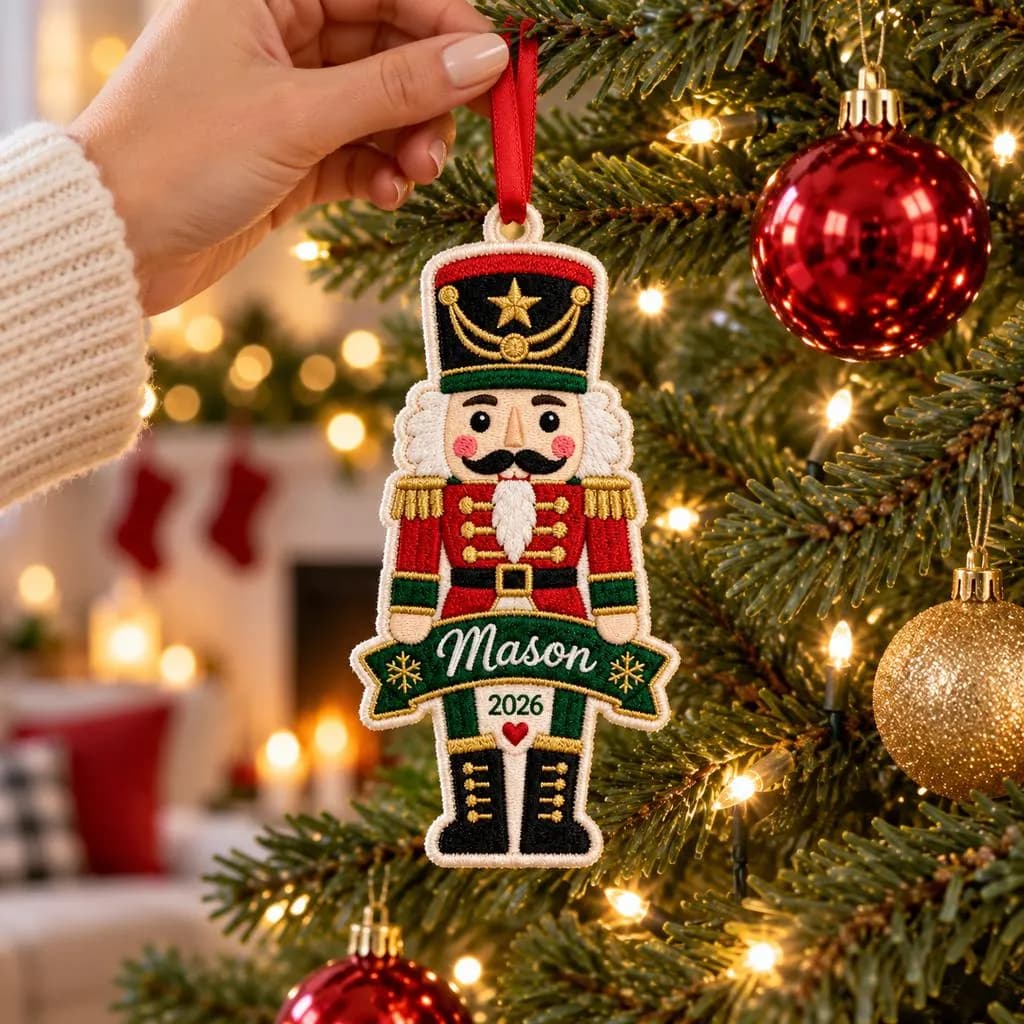Personalized Nutcracker Embroidered Christmas Ornament, Custom Name Fabric Nutcracker Soldier, Christmas Tree Keepsake 2026 - image 4