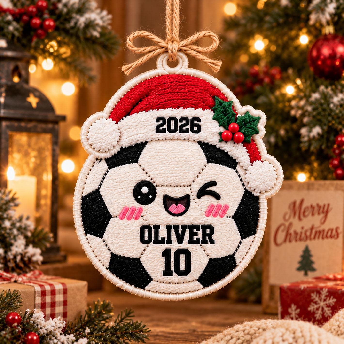 Personalized Sports Embroidered Christmas Ornament, Custom Name and Jersey Number Fabric Ornament, Football Baseball Soccer Gift 2026 - image 4