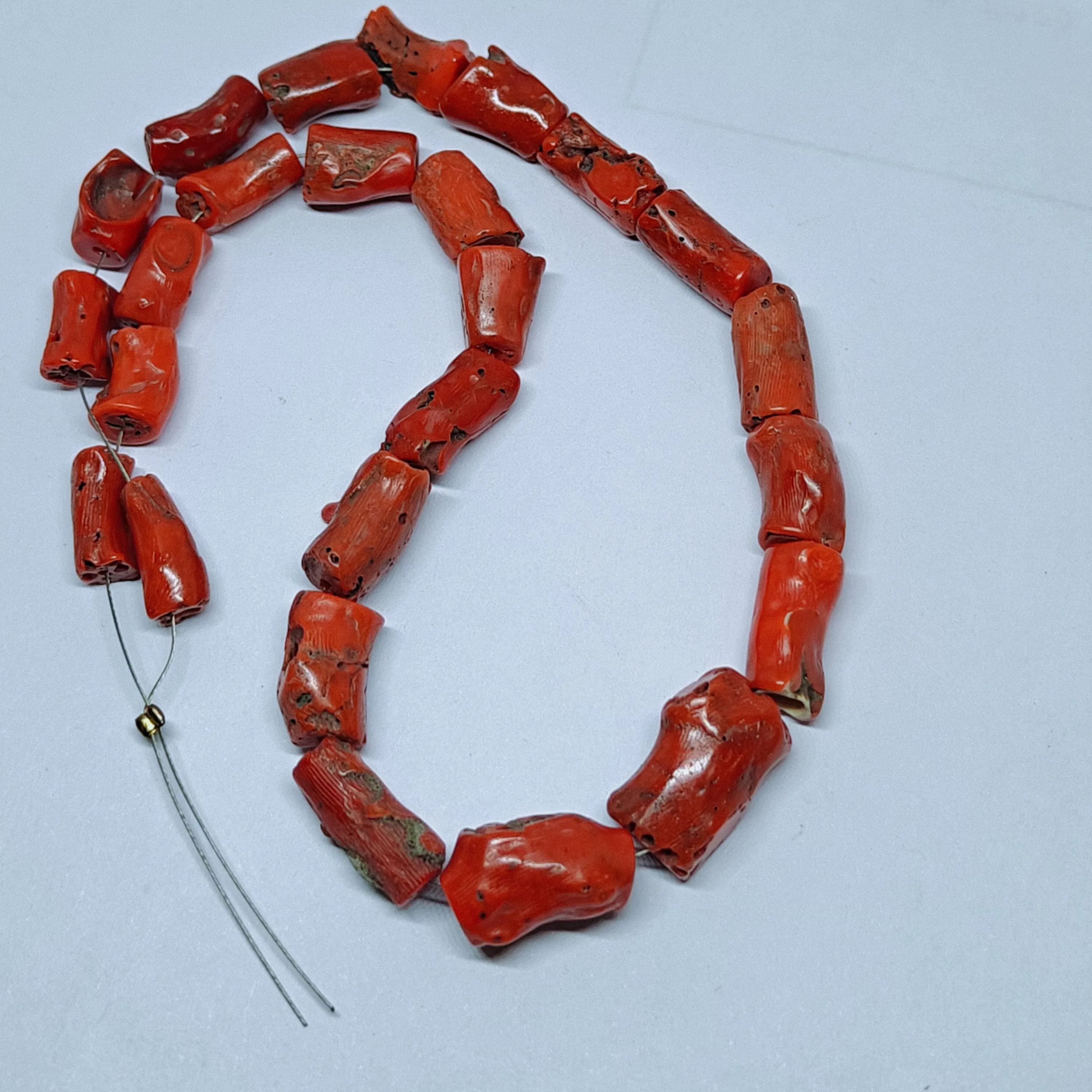 Red Coral Nugget Beads – Polished Italian Gemstone, 12 Inch Strand - image 3