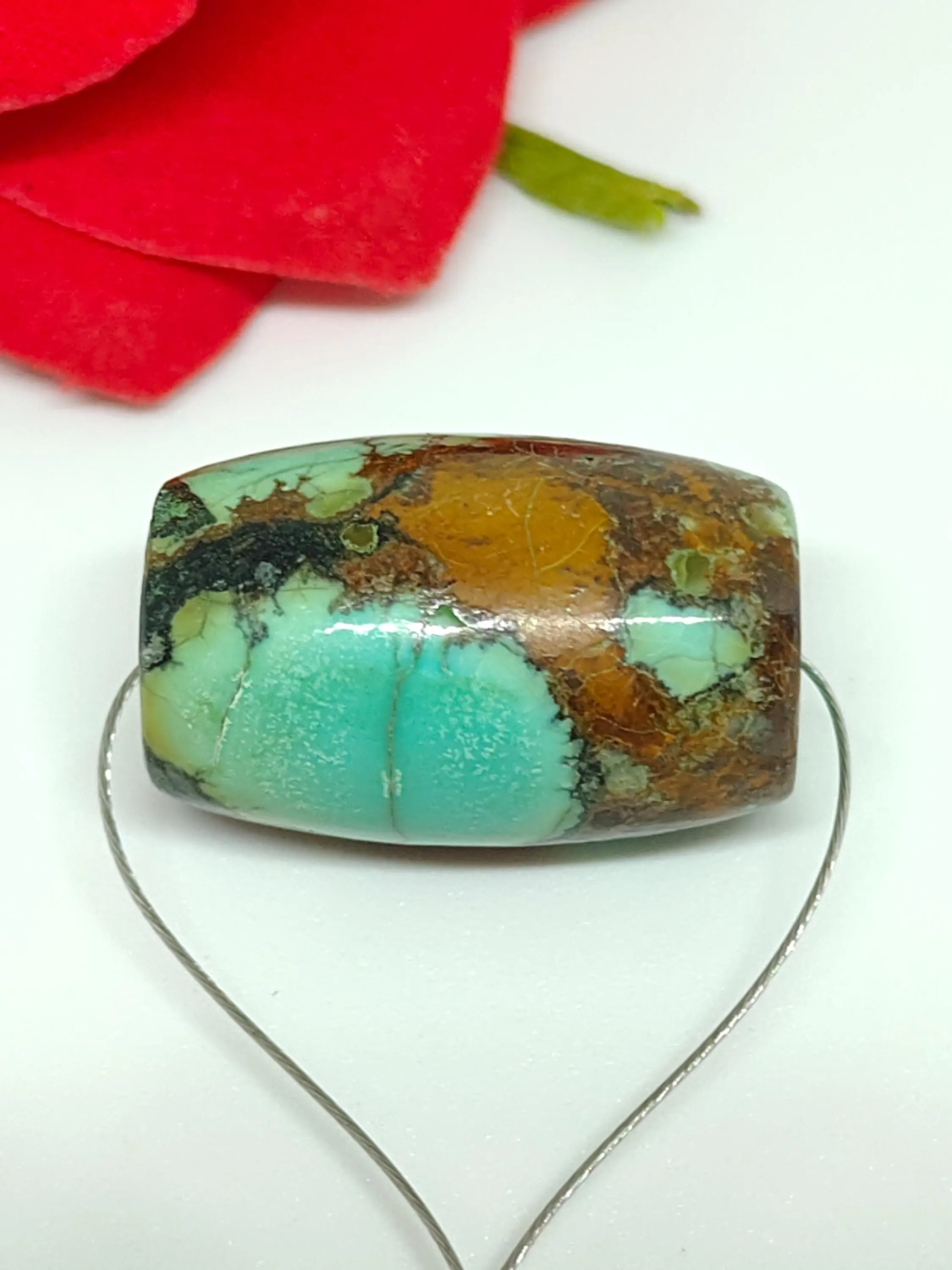 Natural Tibetan Turquoise Barrel Beads- Blue Brown Gemstone Jewelry Supplies - image 4