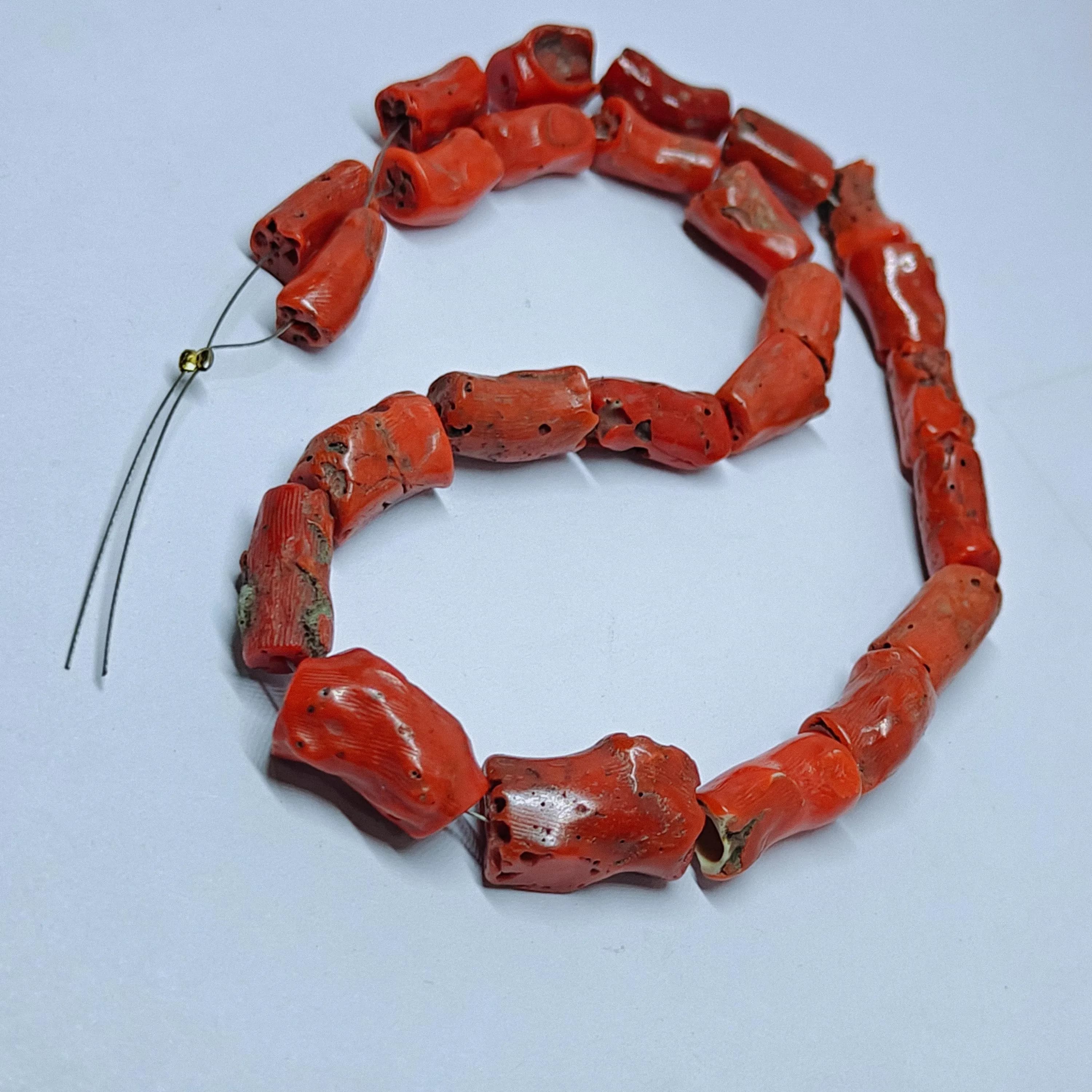 Red Coral Nugget Beads – Polished Italian Gemstone, 12 Inch Strand - image 5