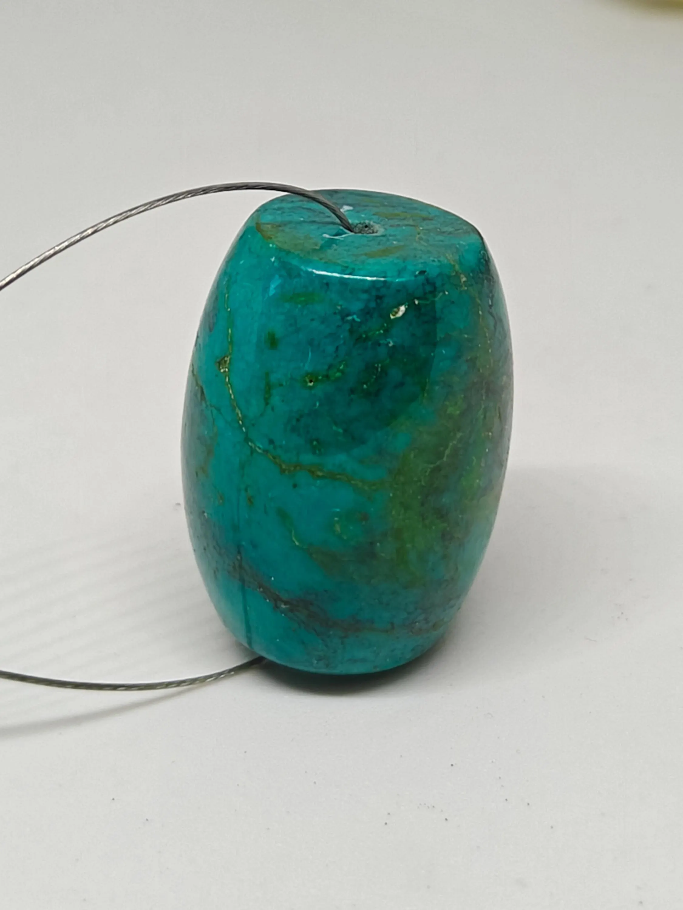 Handmade Turquoise Barrel Beads - Shiny Polished - Vintage Gemstone Bead For Jewelry Making - image 4