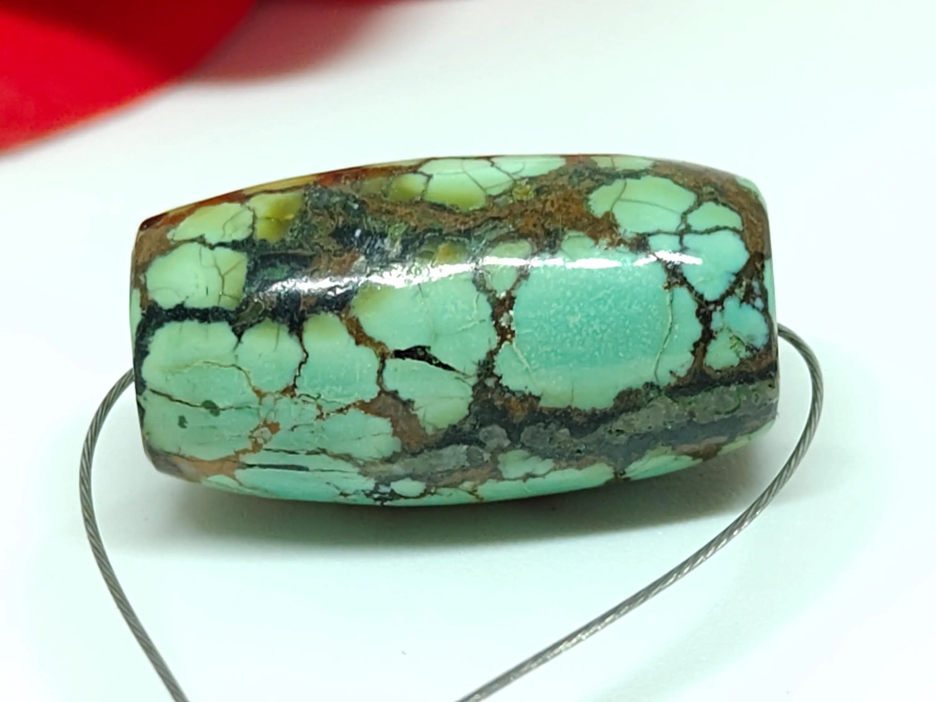 Handcrafted Natural Turquoise Barrel Beads- Blue with Natural Matrix Stone for Jewelry Making - image 4