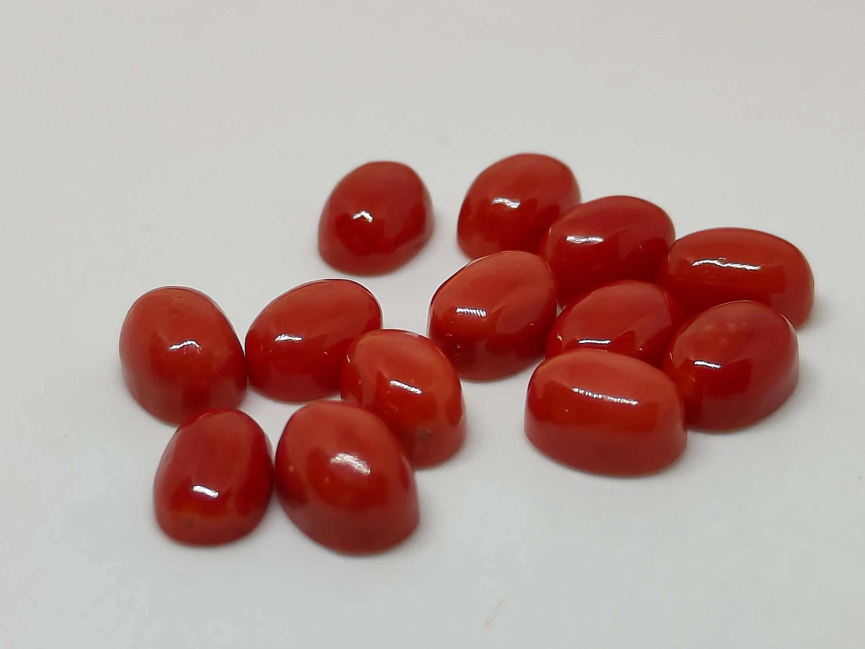 Italian Red Coral Gemstone Cabochons: 5x7mm Oval, Jewelry Making Lot - image 5