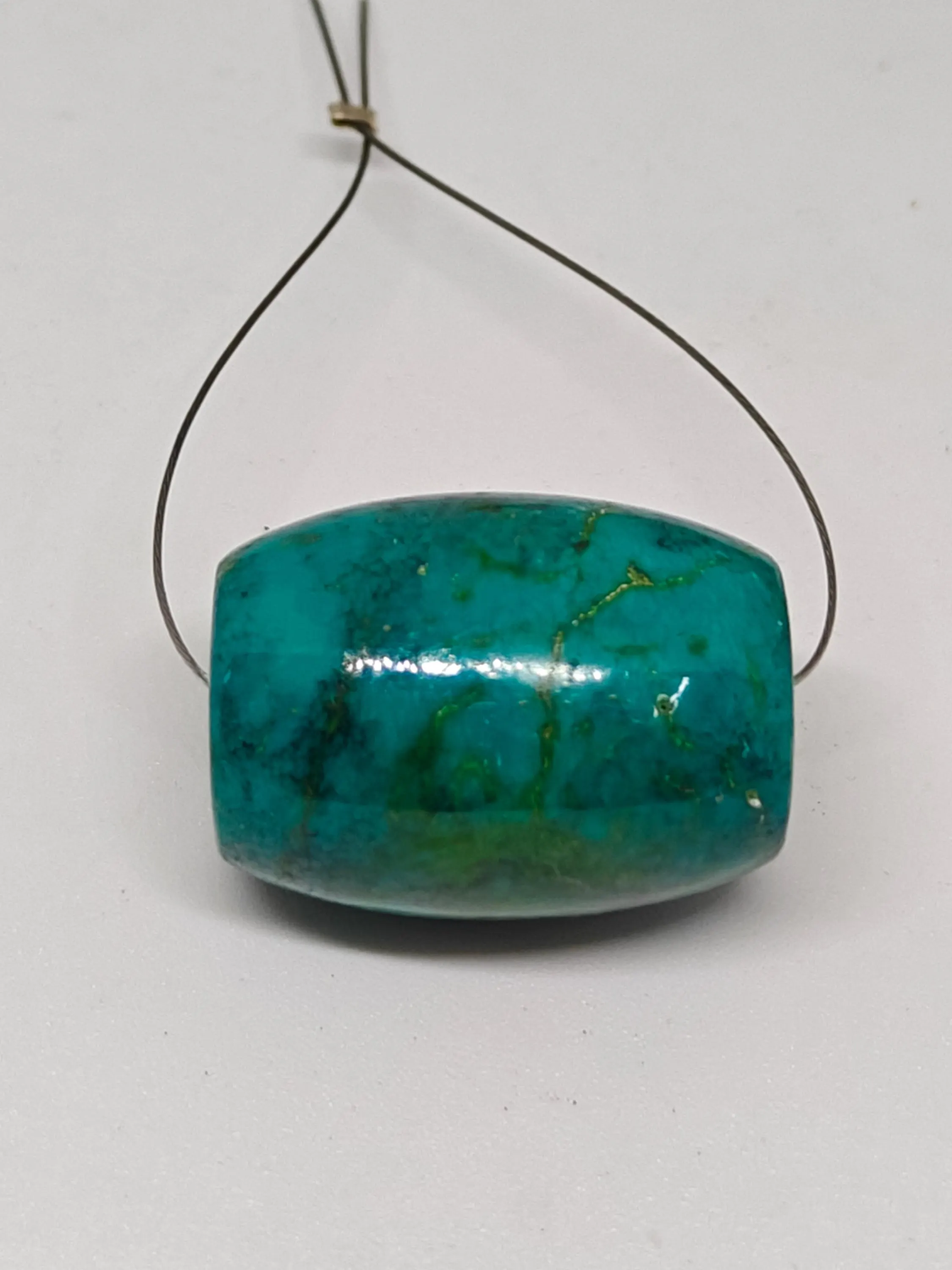 Handmade Turquoise Barrel Beads - Shiny Polished - Vintage Gemstone Bead For Jewelry Making - image 5