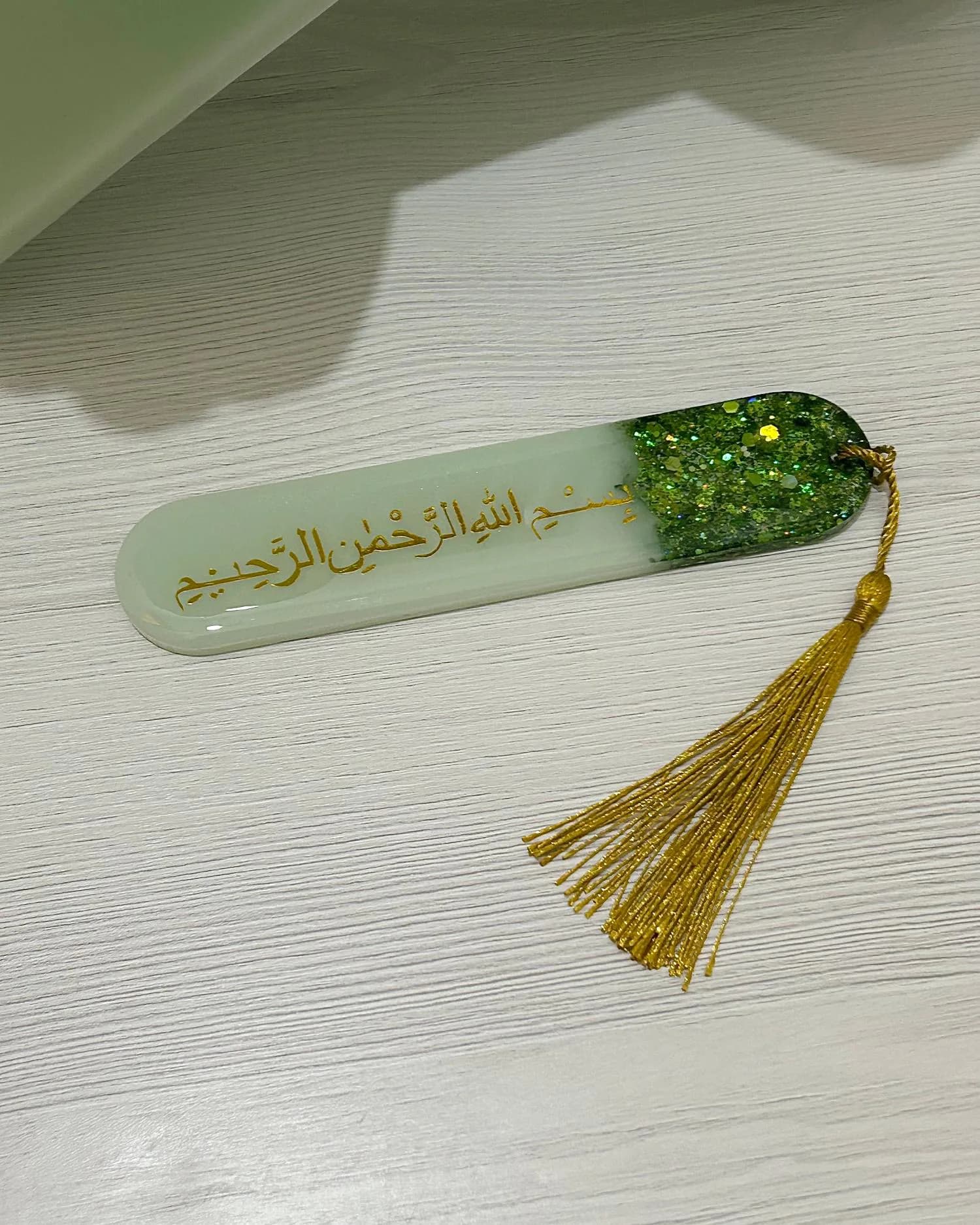 Sage green Butterfly Resin Quran Holder Stand with matching bookmark - image 5