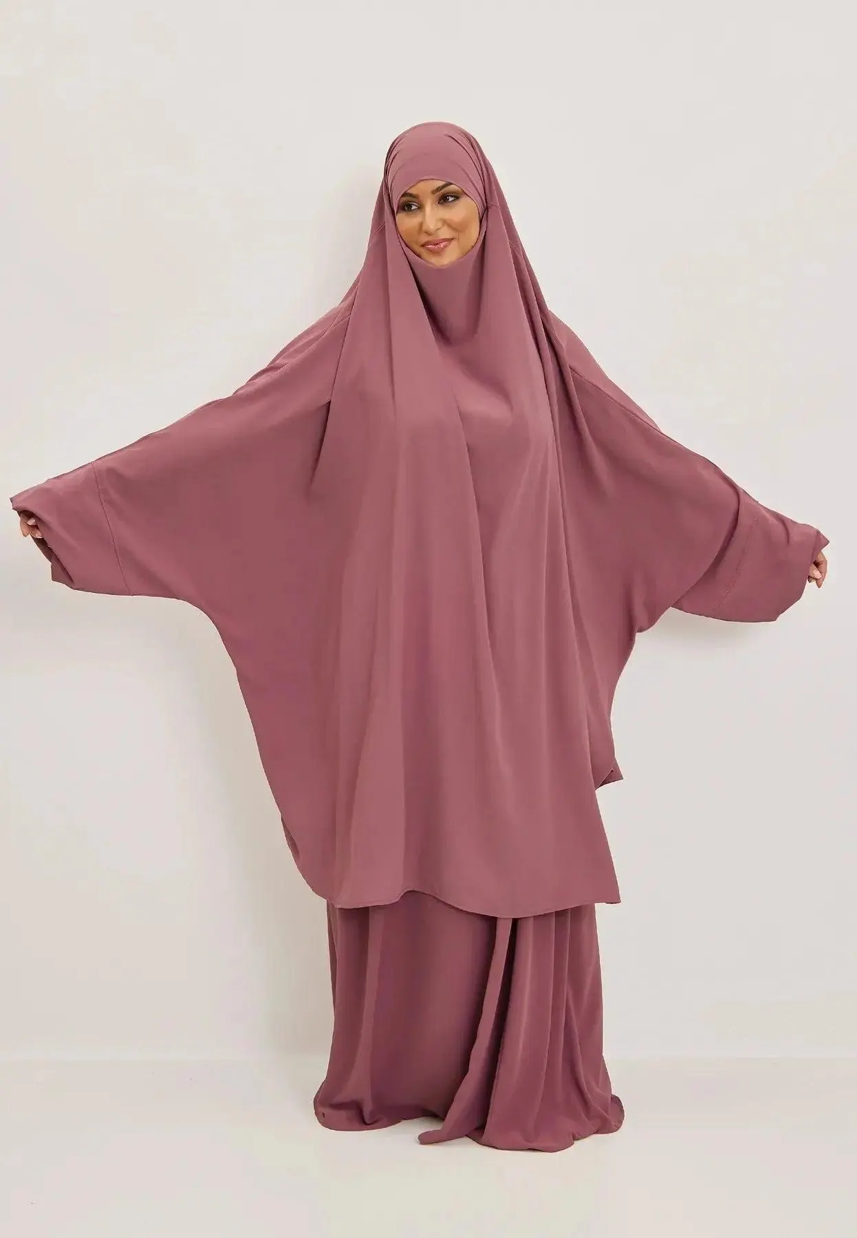 Jilbab Set Rosewood – Premium Two Piece Medina Silk Modest Wear - image 3