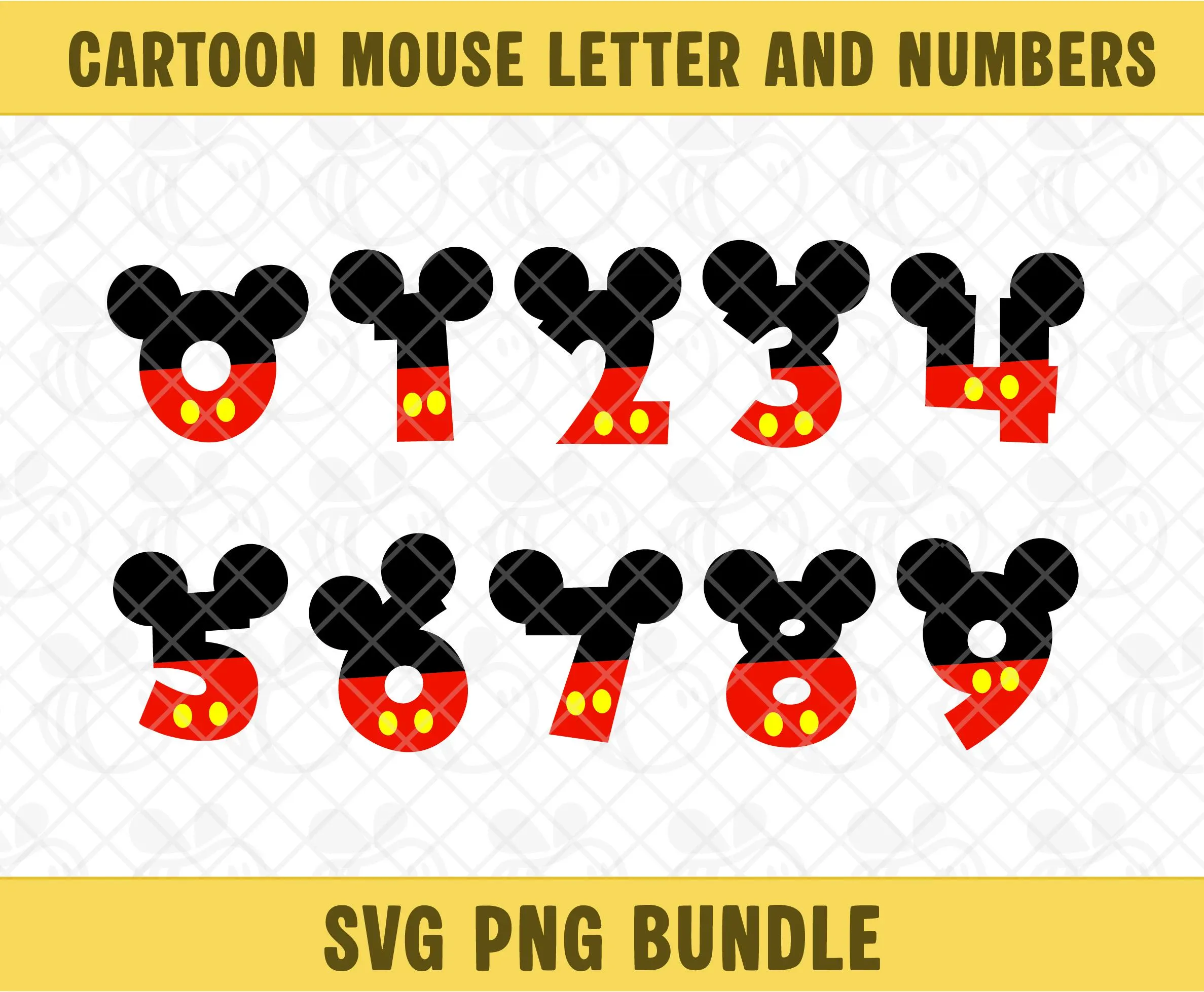 Cartoon Mouse Font: Nursery Letters and Numbers SVG PNG Bundle, Birthday Numbers Clipart, Digital Download. - image 5