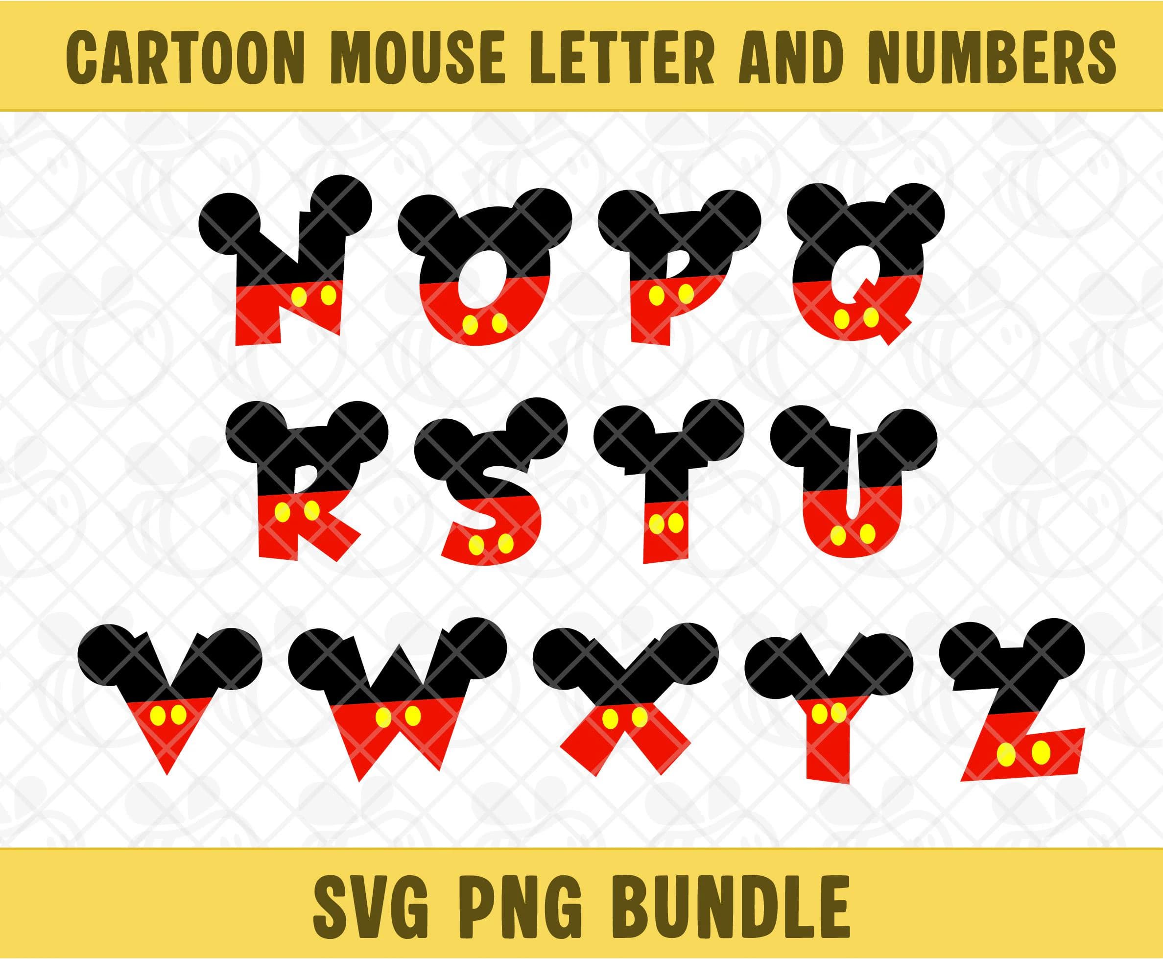 Cartoon Mouse Font: Nursery Letters and Numbers SVG PNG Bundle, Birthday Numbers Clipart, Digital Download. - image 4
