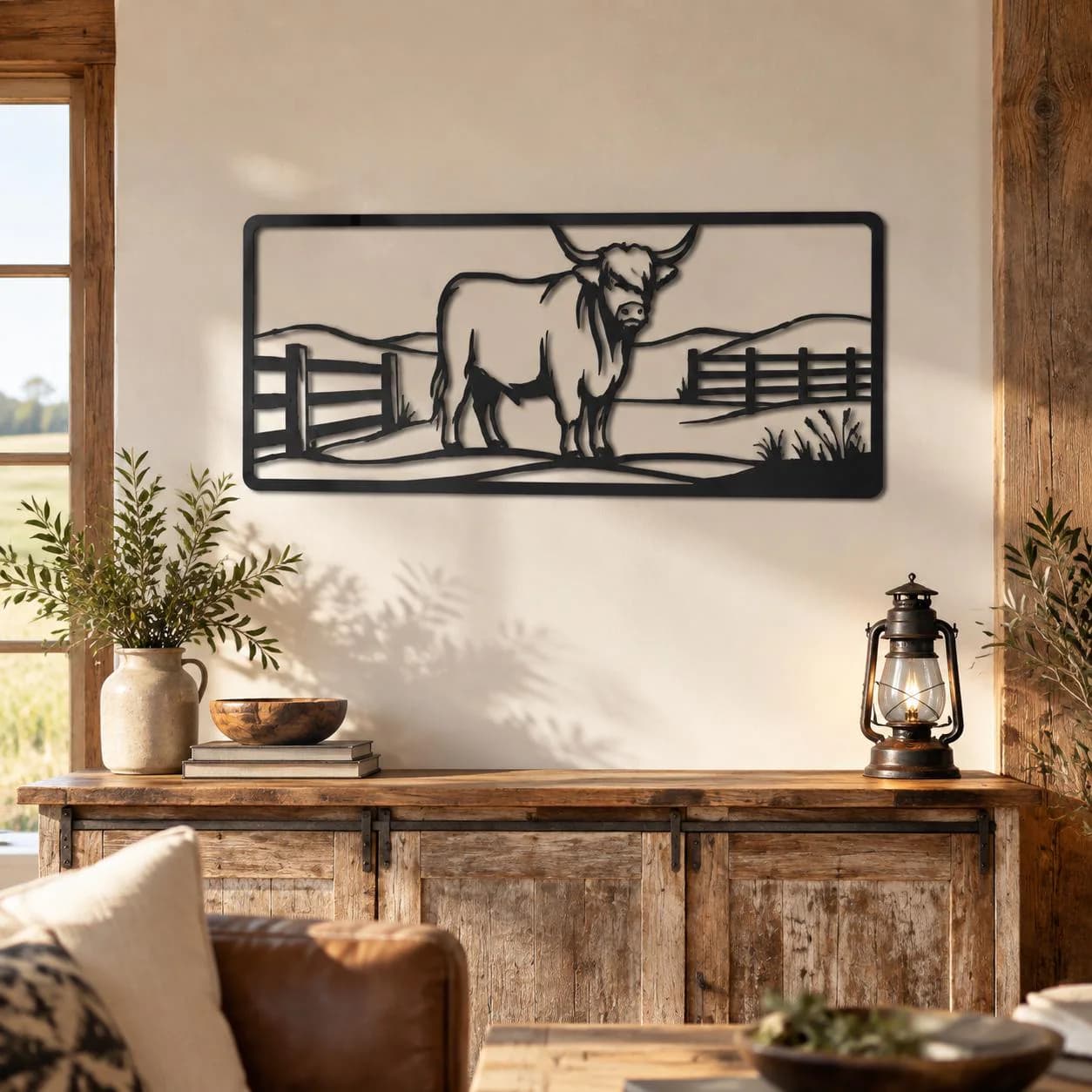 Highland Cow Metal Wall Art, Cow Wall Decor, Farmhouse Decor, Rustic Metal Art, Ranch Wall Decor, Country Wall Art, Farm Animal Decor