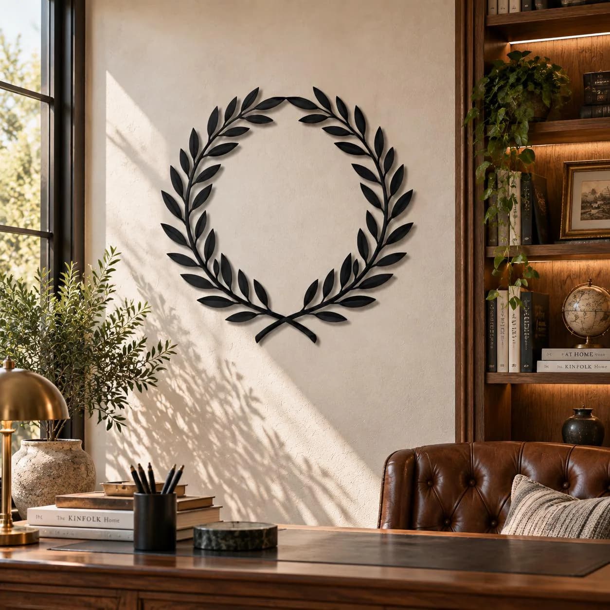 Laurel Wreath Metal Wall Art, Olive Branch Decor, Botanical Wall Art, Modern Metal Decor, Farmhouse Accent, Nature Inspired Home Decor